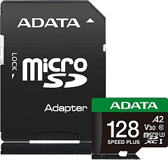 Карта памяти microSDXC 128GB ADATA Speed Plus UHS-I U3/V30/A2, up to 180/160 MB/s, Durable (Water-/Shock-/X-Ray-Proof)