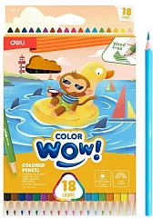 Карандаши цв. Deli EC00110 Colorwow трехгран. пластик 18цв. коробка/европод. (18шт)