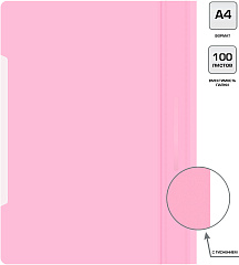 Папка-скоросшиватель Бюрократ Пастель -PSLPAST/PINK A4 прозрач.верх.лист пластик розовый 0.14/0.18