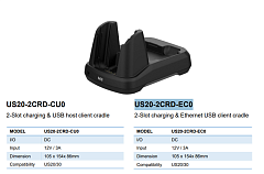 Двухслотовый зарядный и коммуникационный кредл M3 Mobile ASSY: US20/US30 2-Slot charging & Ethernet USB client cradle for 1xUS20 & 1xUS20 spare battery. Requires power supply (US20-PWSP-2XX; sold separately)