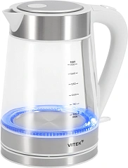 Чайник электрический Vitek VT-WK1030 1.7л. 2200Вт белый/серебристый корпус: стекло