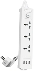 Сетевой фильтр универсальный Deli ET408 / 3розетки + 3USB , 2 м