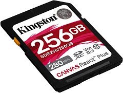 Карта памяти Kingston SDXC 256GB Canvas React Plus Memory Card SDR2V6/256GB UHS-II U3 Class 10/V60, w/o Adapter, 280/150Mb/s, RTL