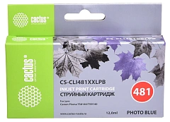 Картридж струйный Cactus CS-CLI481XXLPB CLI-481XLPB фото голубой (12.2мл) для Canon Pixma TS8140/TS9140 с чипом