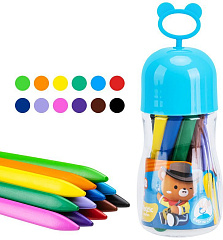 Мелки пластик. Deli EC222-12 Color Kids трехгр. 12цв. (12шт) пласт.туб. гол.