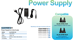 Блок питания M3 Mobile ASSY: UL20/UL30 PSU 100~240VAC, 12VDC, 3A. Provides power to the 2 slot cradle for UL20/US20. Includes EU power cord.