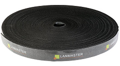  Хомут-липучка LANMASTER шириной 20 мм, 30 м, черный