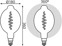 Лампа филам. Gauss Filament Vintage 8.5Вт цок.:E27 шар 220B св.свеч.бел.теп. (упак.:1шт) (152802005)