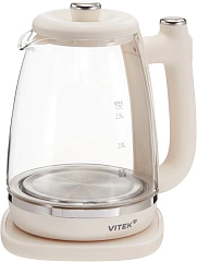 Чайник электрический Vitek VT-WK1072 1.7л. 1800Вт слоновая кость корпус: стекло