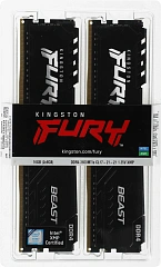 Модуль памяти Kingston FURY Beast Black Gaming Memory KF436C17BBK2/16 16GB DDR4 3600 DIMM Non-ECC, CL17, 1.35V, 1Gx8 (Kit of 2), RTL {25} (319781)