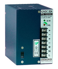 Промышленный блок питания OSNOVO PS-12240/I Промышленный блок питания. DC12V, 20A (240W). Диапазон входных напряжений: AC195-265V. КПД: 80%. Регулировка выходного напряжения в диапазоне 11-13V. Защита от короткого замыкания, п