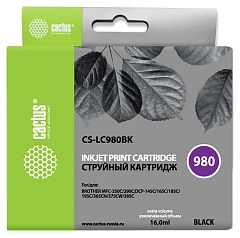 Картридж струйный Cactus CS-LC980BK черный (16мл) для Brother DCP-145C/165C/MFC-250C/290C с чипом