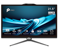 Моноблок MSI Pro AP222T 14M AiO 21,5" FHD (1920x1080) IPS Multi-touch, Core i5-14400 (2.5GHz),16Gb DDR5(8GBx2),512GB SSD, TPM, Intel UHD,WiFi,BT,camera,Wired KB&mouse Eng/Rus,noOS,1y w-ty,Black