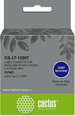 Картридж ленточный Cactus CS-LT-12267 12267 черный на прозрачном 12x4 для Dymo Letra Tag LT-100H без чипа