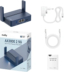 Маршрутизатор CUDY AX3000 2 5G Wi-Fi 6 Router with USB, Dual-Band, 2.5G WAN+GE LAN, 802.11ax/ac/a/b/g/n, 2402Mbps at 5GHz + 574Mbps at 2.4GHz, 1 USB3.0, MU-MIMO, DDNS, Zerotier/Wireguard/OpenVPN/IPSec/L2TP/PPTP VPN, Zerotier