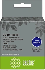 Картридж ленточный Cactus CS-D1-45016 45016 черный на синем 12x7 для Dymo LM160/210D/280/PnP 420P/500TS/Rhino Pro 6000/5200/4200 без чипа