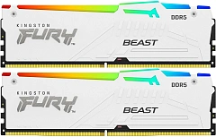 Модуль памяти Kingston 32GB 6000Mhz DDR5 CL36 K2 Fury Beast White RGB kit 2*16 CL36