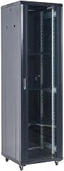 Шкаф коммутационный Rexant (04-4266-212) напольный 42U 600x600мм пер.дв.стекл металл 2 бок.пан. направл.под винты 800кг черный 80кг 230град. 2054мм IP20 сталь