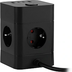 Сетевой удлинитель Buro BU-PTE4.1UC-B 1.5м (4 розетки) черный (коробка)