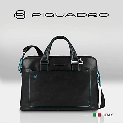 Деловая сумка Piquadro Blue Square CA3335B2/N с отделением для ноутбука 15" черная натур.кожа