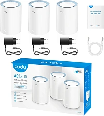 Маршрутизатор CUDY AC1200 Wi-Fi Mesh Solution 3-Pack, Chipset MediaTek, Dual-Band, 867Mbps at 5GHz + 300Mbps at 2.4GHz, 802.11ac/a/b/g/n, 2 Fast Ethernet Ports, 2 internal antennas, MU-MIMO, DDNS,Zerotier/Wireguard/OpenVPN/IPSec/L2TP/PPTP VPN