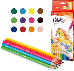 Карандаши цв. Deli EC132-12 ColoRun трехгран. дерево 12цв. коробка/европод.