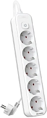 Сетевой фильтр Deli ET437 1.8м (5 розеток) белый (пакет ПЭ)
