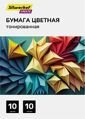 Бумага цветная Silwerhof тонир. 10л. 10цв. A4 CREATE 80г/м2 папка