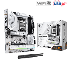 Материнская плата ASROCK X870 STEEL LEGEND WIFI, AM5, X870, 4*DDR5, 4*SATA, 3*M.2, 4*USB 2.0, 5*USB 3.2, 2*Type-C, 2*PCIx16, 1*M.2 (Key E), HDMI, ATX