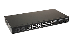 Коммутатор Gigabit Ethernet c 10G портами OSNOVO SW-24G4X-2L Управляемый L3 коммутатор Gigabit Ethernet на 24xRJ45 + 4x10G SFP+ Uplink. Порты: 24 x GE (10/100/1000Base-T) + 4 x 1G/10G SFP+ Uplink. Консольный порт