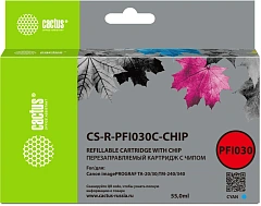 Картридж перезаправляемый струйный Cactus CS-R-PFI030C-CHIP голубой (55мл) для Canon imagePrograf TA-20/30/TM-240/340 с чипом