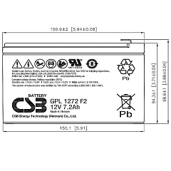 Батарея для ИБП CSB GPL1272 F2 FR 12В 7.2Ач