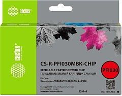Картридж перезаправляемый струйный Cactus CS-R-PFI030MBK-CHIP черный матовый (55мл) для Canon imagePrograf TA-20/30/TM-240/340 с чипом