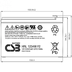 Аккумулятор CSB HRL1234W F2 FR