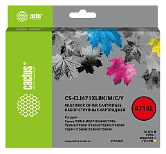 Картридж струйный Cactus CS-CLI471XLBK/M/C/Y CLI-471XL фото черный/голубой/пурпурный/желтый набор (43.2мл) для Canon TS5040/MG5740/MG6840/MG7740 с чипом