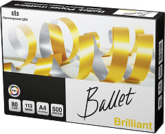 Бумага Ballet Brilliant A+ A4 марка A+/80г/м2/500л./белый CIE168% матовое для лазерной печати
