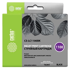 Картридж струйный Cactus CS-LC1100BK черный (16мл) для Brother DCP-385c/6690cw/MFC-990/5890/5895/6490 с чипом