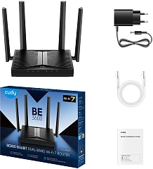 Маршрутизатор CUDY BE3600 Gigabit Wi-Fi 7 Router Dual Band Mesh Router, Chipset Broadcom, 802.11be/ax/ac/a/b/g/n, 2882Mbps at 5GHz + 688Mbps at 2.4GHz, 5 x 10/100/1000Mbps Ports, 4 x 5dBi fixed antennas, WiFi router/AP/ Repeater/WISP Mode