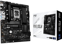 Материнская плата ASROCK B860 PRO-A, LGA1851, B860, 4*DDR5, 4*SATA, 4*M.2, 6*USB 3.2, 2*USB 2.0, Type-C, 2*PCIx16, 1*M.2 (Key E), HDMI+DP, ATX