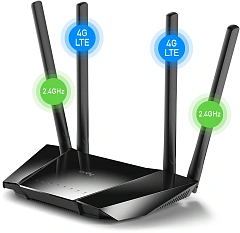 Модем CUDY N300 Wi-Fi 4G LTE Cat4 Router, 300Mbps Wi-Fi, Chipset MediaTek, 802.11b/g/n, 4 Fixed antennas, 4 10/100M RJ45 Ports, Nano SIM Slot, PPTP/L2TP/OpenVPN/WireGuard VPN Client, DNS over Cloudflare/Google/Quad9, DDNS, Band locking