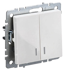 Выключатель IEK Brite ВС10-2-1-БрБ скрыт. 2кл. с подсветкой IP20 белый (упак.:1шт) (BR-V20-1-10-K01)