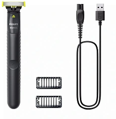 Триммер/ Триммер Philips OneBlade QP1424/10 черный (насадок в компл:2шт)