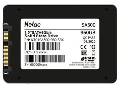 Ssd накопитель Netac SSD SA500 960GB 2.5 SATAIII 3D NAND, R/W up to 530/475MB/s, TBW 480TB, 3y wty
