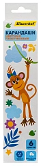 Карандаши цв. Silwerhof Веселые друзья 2.6мм шестигран. пластик ассорти 6цв. коробка/европод.