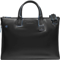 Деловая сумка Piquadro Blue Square CA4021B2/N с отделением для ноутбука 15.6" черная натур.кожа