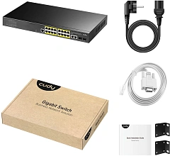 Коммутатор CUDY 16-Port Layer 2 Managed Gigabit PoE+ Switch with 2 Uplink Gigabit Ports and 2 Gigabit SFP Slots 200 Layer 2 Managed 18 Ports 10/100/1000M PoE Switch,1-16 Port support POE(802.3at/af)