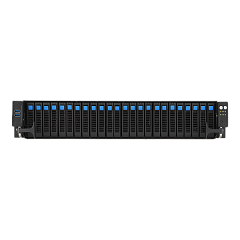 Сервер ASUS RS720A-E12-RS24U /GPU, 2xSP5(LGA 6096; up to 400W),24xDDR5 RDIMM(up to 6TB),24xNVMe/SATA(16 NVMe + 8x NVMe/SATA/SAS),soft RAID,2xM.2 slot,9 PCIe Gen5+1xRAID slot, 2x10GBe,2x2600W,ASMB11-iKVM