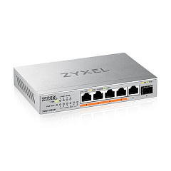 Коммутатор Мультигигабитный PoE++ коммутатор Zyxel XMG-105HP, 5xRJ-45: 1/2.5G (4 из них PoE++), 1xSFP+, настольный, бесшумный, бюджет PoE 70 Вт
