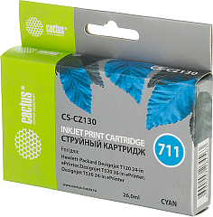 Картридж струйный Cactus CS-CZ130 №711 голубой (26мл) для HP DJ T120/T520