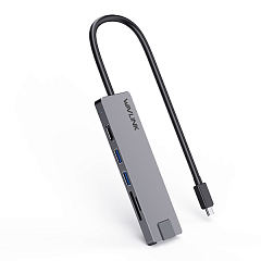 док-станция Docking Station WAVLINK USB-C Travel Mini/100W PowerDelivery/ 2xUSB3.0/1xHDMI 4K 60HZ/1xGigabit LAN/SD/Micro SD Card Reader